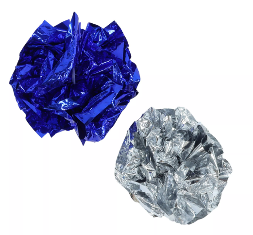 Turbo Krinkle Ball Cat Toy - 2 Pack Blue & Silver