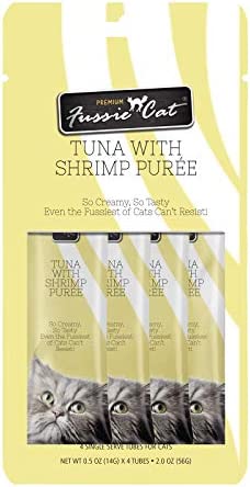 Fussie Cat Puree Tuna with Anchovies Cat Treats - 2oz/18 Count Lickable Treat Single Stick