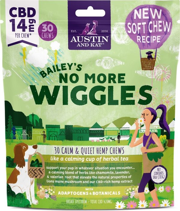Austin & Kat Bailey's No More Wiggles Dog Chews - 14mg - 30 Count - Calming Aid