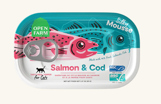Open Farm Salmon & Cod Cat Food Topper - Silky Mousse, Grain-Free, 3.17 oz