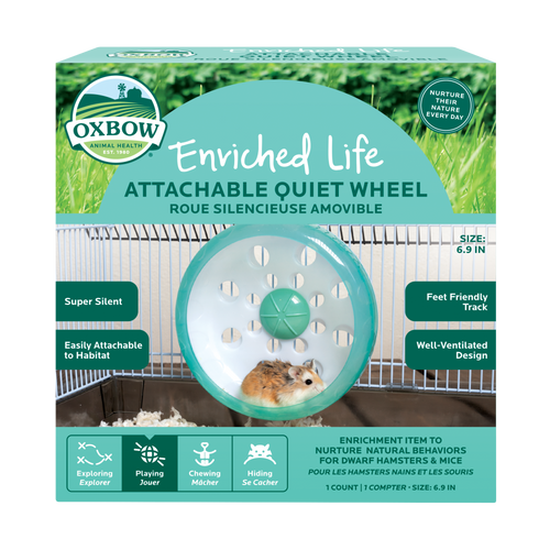 Oxbow Enriched Life Attachable Quiet Wheel - Small Animal Exercise Wheel - 6.9 Inch