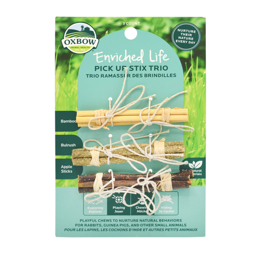 Oxbow Enriched Life Pick Up Stix Trio - Small Animal Chew Toy - Bamboo, Bulrush & Apple Sticks