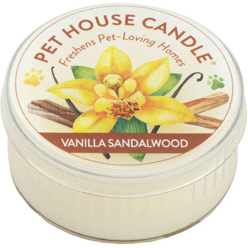 Pet House Mini Candle - Vanilla Sandalwood Scented, 1.5 oz - Pet Odor Eliminator