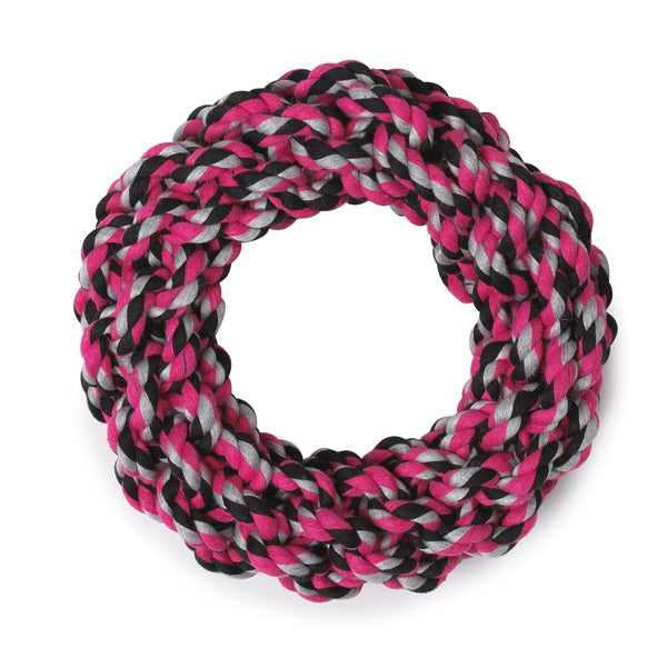 Grriggles Cotton Rope Rings Dog Toy, Raspberry Sorbet