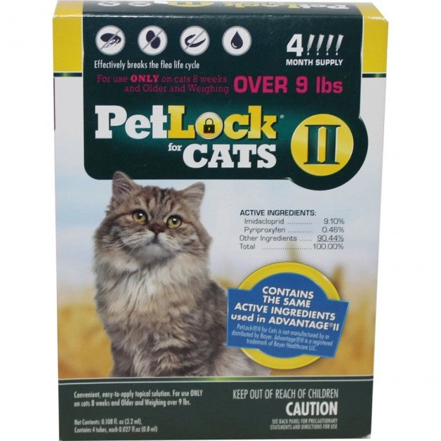 PetLock II Flea & Tick Control for Large Cats (Over 9 lbs) - 4 Month Supply