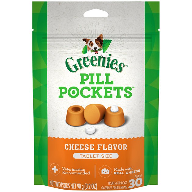 GREENIES Pill Pockets for Dogs, Tablet Size, Cheese Flavor, 3.2 oz, 30 Count