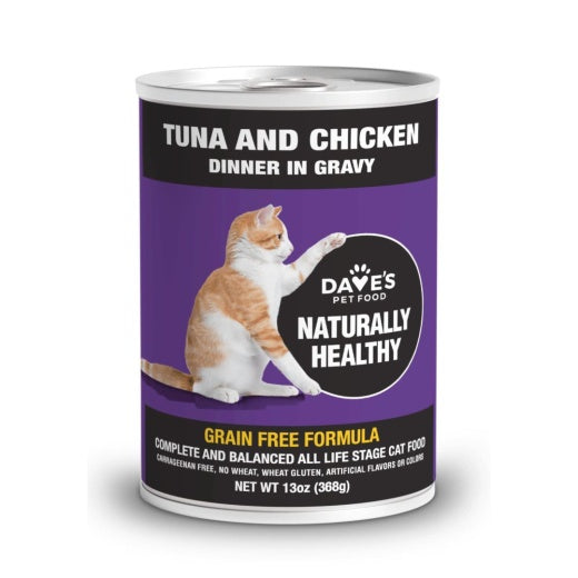 Dave's Pet Food Cat Naturally Healthy Grain Free Tuna Chicken 12/13oz Cans