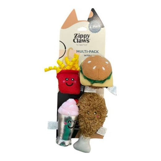 Zippyclaws Nomnomz Fast Food Small Plush Dog/Cat Toy 4-Pack