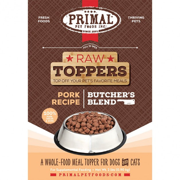 Primal Raw Toppers Butcher's Blend Pork - Dog & Cat Food Topper - 2lb