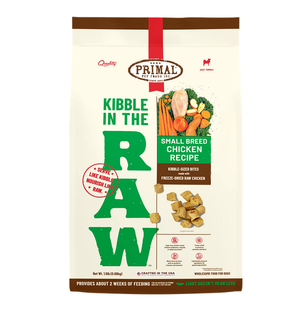 Primal Kibble in the Raw Freeze Dried Small Breed Dog Food - Chicken Recipe - 4 lb Bag