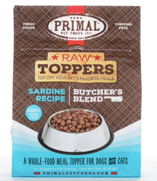Primal Raw Toppers Butcher's Blend Sardine Recipe Dog & Cat Food Topper - 2 lb Bag