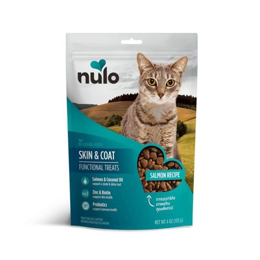 Nulo Skin & Coat Salmon Recipe Crunchy Cat Treats - 4 oz Grain-Free Functional Treats