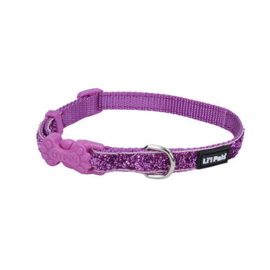 Li'l Pals Glitter Dog Collar - Adjustable, Orchid Sparkles, 3/8" Width, 8-12" Neck