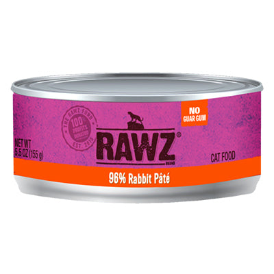 RAWZ 96% Rabbit Pate Wet Cat Food - Grain Free, High Protein, 5.5 oz Can