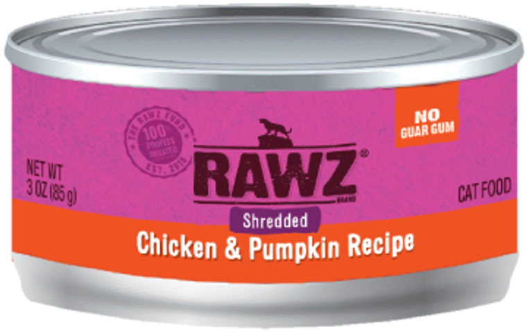 Rawz Shredded Chicken & Pumpkin Canned Cat Food, 3 oz