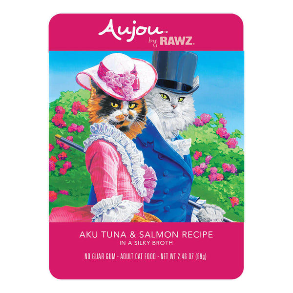 Rawz Aujou Aku Tuna & Salmon Wet Cat Food Pouches, 2.46 oz