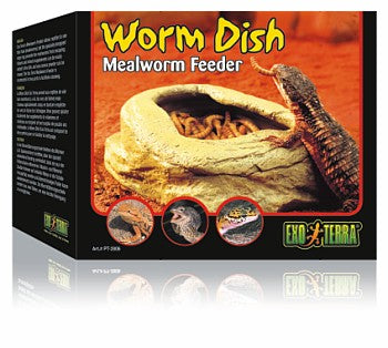 Exo Terra Worm Dish Mealworm Feeder Reptile Food Bowl - Prevents Escape PT2816