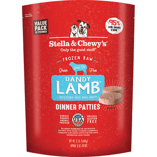 Stella & Chewy's Dandy Lamb Dinner Frozen Raw Patties Dog Food, 12 lb
