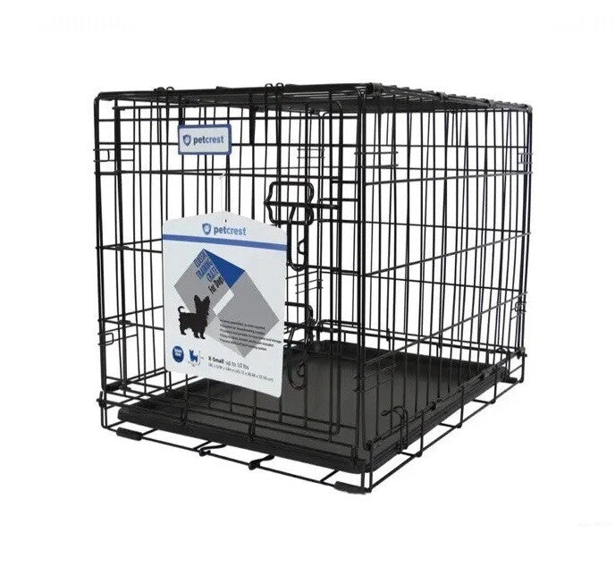 PetCrest Single Door Dog Crate - 18x12x14 Inch - Black Kennel