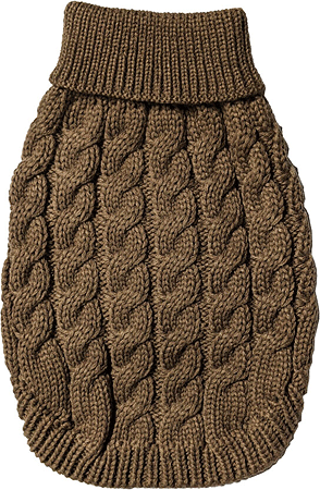 COSMO Chunky Cable Knit Dog Sweater - Brown - Large Pet Sweater
