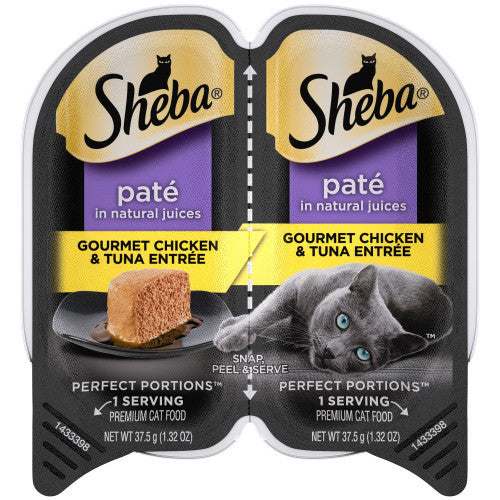 Sheba Perfect Portions Pate Chicken & Tuna Entree Wet Cat Food, 2.6 oz Twin-Pack