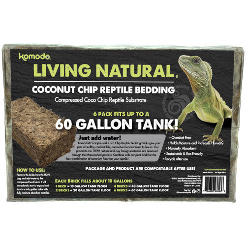 Komodo Coconut Chip Reptile Bedding Brick - 6 Pack