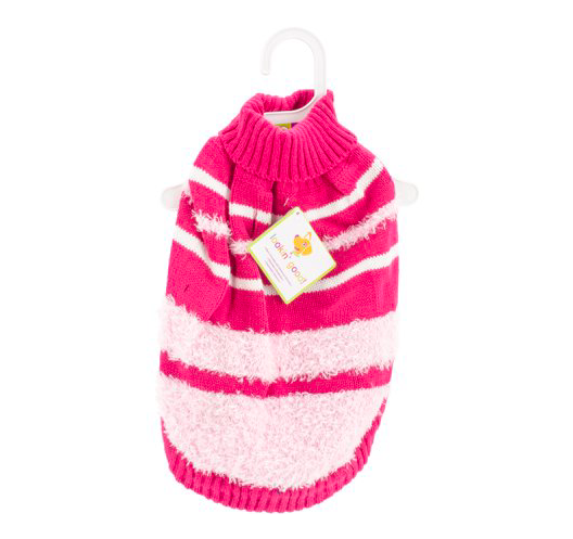 Fashion Pet Looking Good Pink Striped Sweater - Size M, Dog Apparel