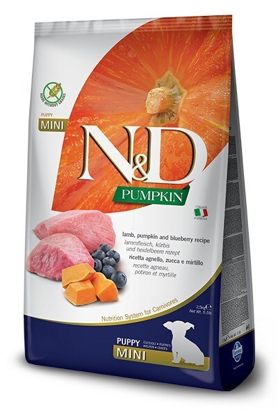Farmina N&D Pumpkin Puppy Mini - Lamb, Blueberry & Pumpkin, Grain-Free (5.5 lb / 2.5kg)