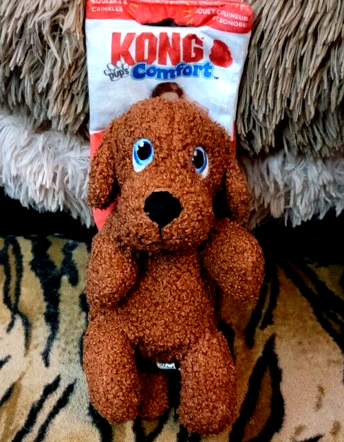 KONG Comfort Pups Pierre Dog Toy - Small Plush Puppy with Squeaker & Crinkly Ears
