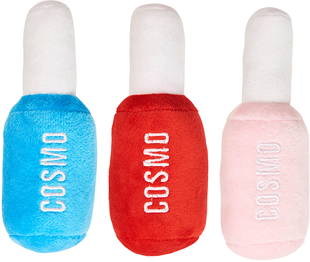 Ethical Pet Cosmo Nail Polish Plush Dog Toy - 6 Inch, Squeaky, Assorted Colors