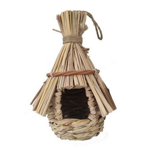 A&E Cage Happy Beaks Tiki Hut Nest for Finch - Natural Woven Bird Nest