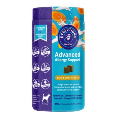 NaturVet Evolutions Advanced Allergy Support Soft Chews for Dogs - 90 Count