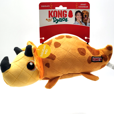KONG Dynos Roars Dog Toy - Orange, Medium/Large, Squeaky Plush Dinosaur