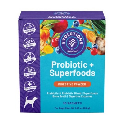 NaturVet Evolutions Probiotic + Superfoods Digestive Powder for Dogs - 30 Sachets