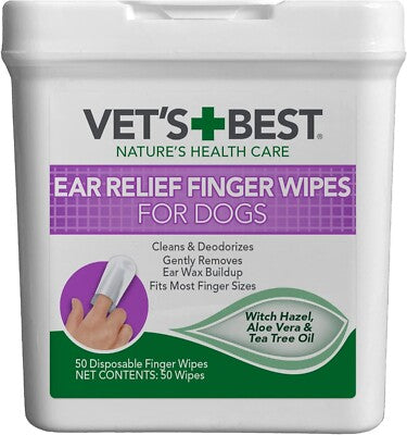 Vet's Best Ear Relief Finger Wipes for Dogs - 50 Count