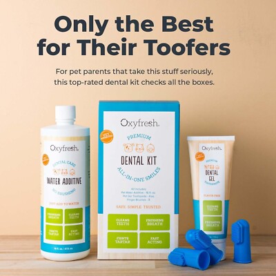 Oxyfresh Premium Pet Dental Kit - Water Additive, Toothpaste & Finger Brushes