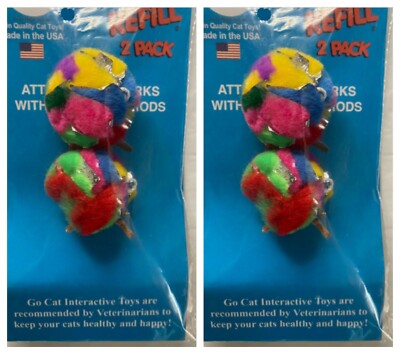 Go Cat Da Ball Cat Toy Refill - Teaser Wand Attachment (Single or 2-Pack)