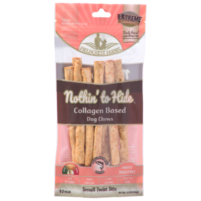Nothin' To Hide Rawhide Alternative Twist Stix, Dog Chews, Salmon, Small, 10 Pack