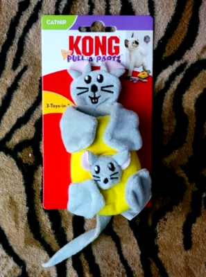 KONG Pull-A-Partz Cheezy Cat Toy - Catnip, Interactive, Pull Apart