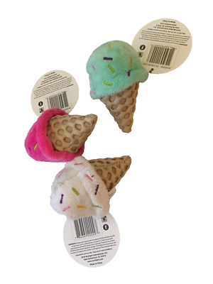 Multipet Cat Toy - Catnip Ice Cream Cone - 3 inch Plush - Assorted Colors