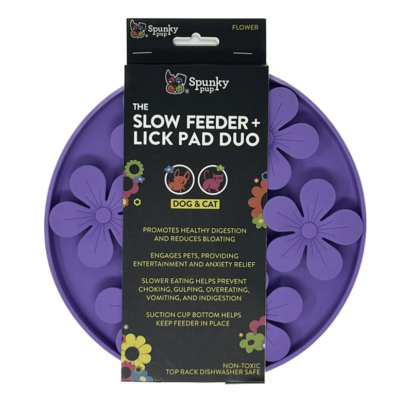 Spunky Pup Slow Feeder & Lick Pad Duo Flower - Dog Enrichment Toy