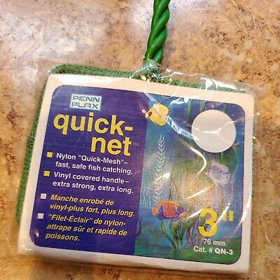 Penn-Plax Quick-Net Aquarium Fish Net, 3" x 2.25" Mesh, 10" Handle - Safe for Fish