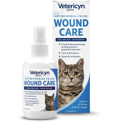 Vetericyn Plus Feline Wound & Skin Care Spray - 3 oz, Antimicrobial Cat Wound Care