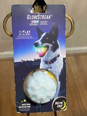 Nite Ize GlowStreak LED Ball Dog Toy - Color Changing Disc-O Light Up Fetch Ball