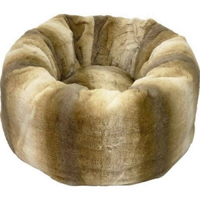 Sleep Zone Faux Fur Round Pet Bed - 19 Inch Brown Ombre Plush Dog/Cat Bed