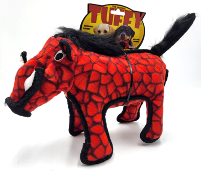 Tuffy Desert Warthog Dog Toy - Red - Durable Plush for Medium to Large Dogs