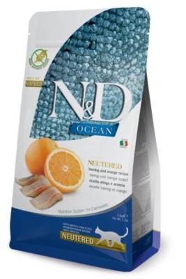 Farmina N&D Ocean Cat Herring & Orange, Neutered/Adult, 1.5kg, Grain-Free Dry Food