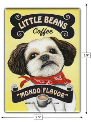 Dog Magnet - Shih Tzu "Little Beans Coffee" - Retro Pets Fridge Magnet