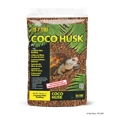 Exo Terra Coco Husk - Loose Terrarium Bedding - 24 qt (26.4 L) - Natural Coconut Fiber Substrate