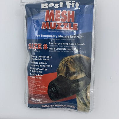 Coastal Best Fit Adjustable Mesh Dog Muzzle - Size 8 (Large Breeds) - 11.5" Nose
